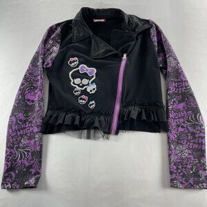 Monster High Jacket 2015 Mattel – Size L (14–16) Black & Purple Skull Zip-Up
